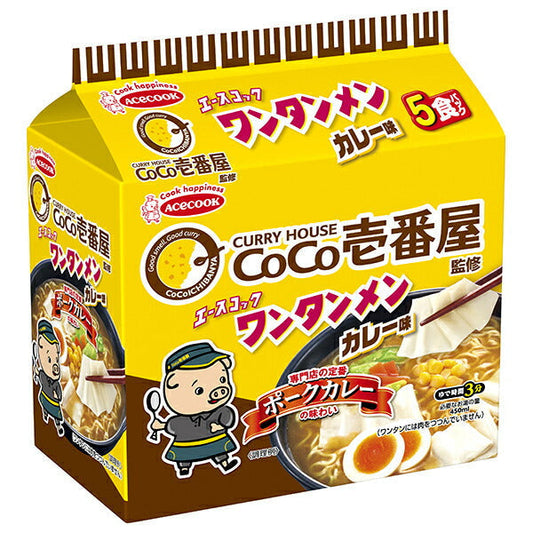Ace Cook (bag) Wonton Men Supervised by CoCo Ichibanya Curry Flavor 5 Meal Pack x 6 Pieces [Shipped in Japan]