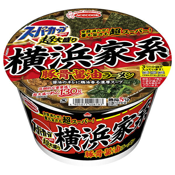 エースコック 超大盛りスーパーカップ 横浜家系豚骨醤油ラーメン 170g×12個入【日本出荷】