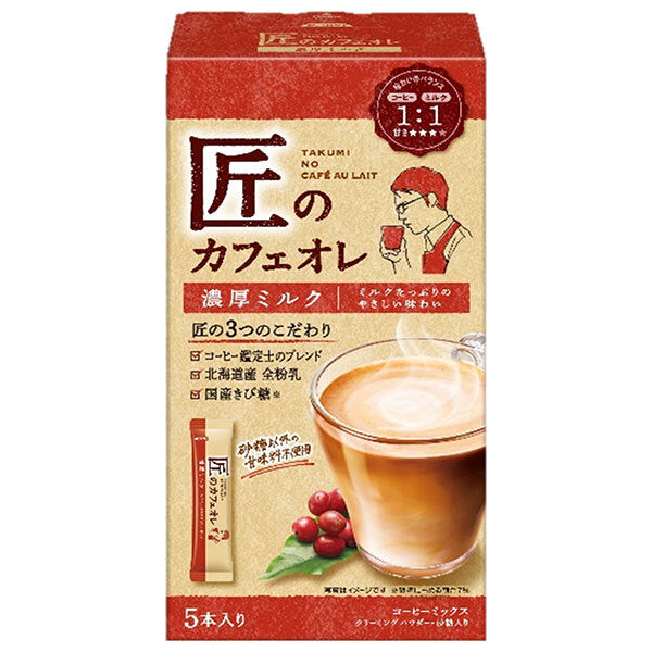 片岡物産 匠のカフェオレ 濃厚ミルク 70g(14g×5本)×6個入【日本出荷】