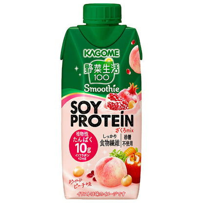 カゴメ 野菜生活100 Smoothie(スムージー) SOY PROTEIN(ソイプロテイン) ざくろmix 330ml紙パック×12本入【日本出荷】