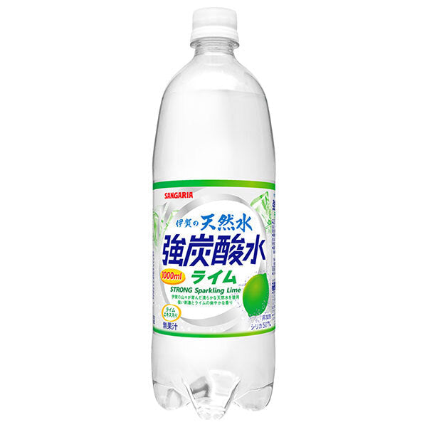 Sangaria Iga Natural Water Strong Carbonated Water Lime 1L PET Bottles x 12 bottles [Shipped in Japan]