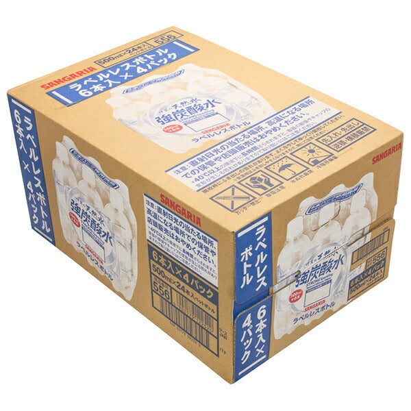 Sangaria Iga Natural Water Strong Carbonated Water Labelless (6 pack) 500ml plastic bottles x 24 (6 x 4) bottles [Shipped in Japan]