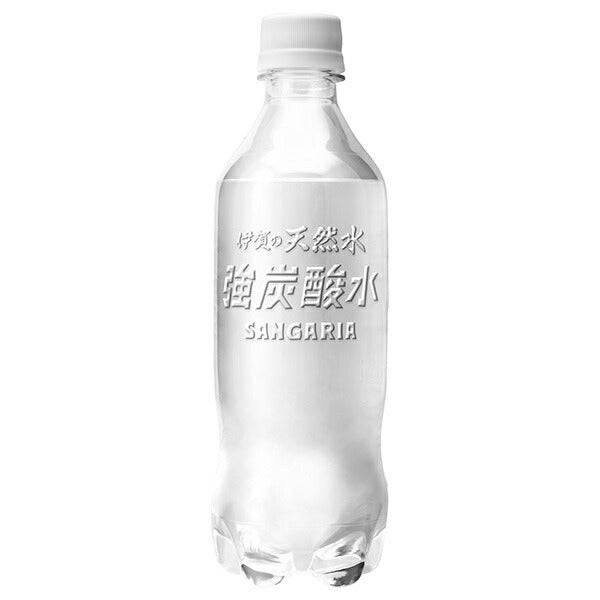サンガリア 伊賀の天然水 強炭酸水 ラベルレス 450mlペットボトル×24本入【日本出荷】