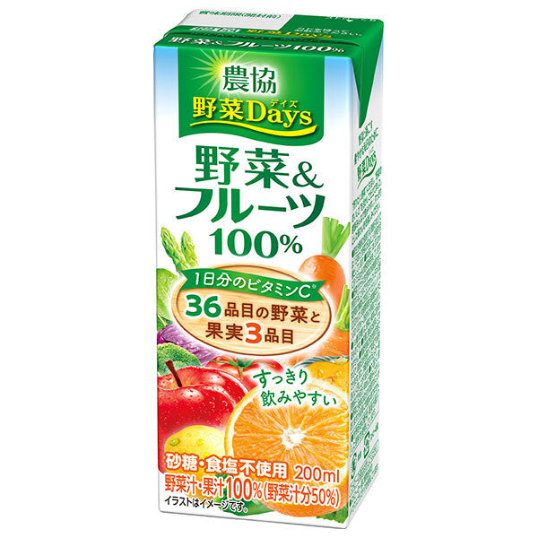 雪印メグミルク 農協 野菜Days 野菜&フルーツ100% 200ml紙パック×18本入【日本出荷】