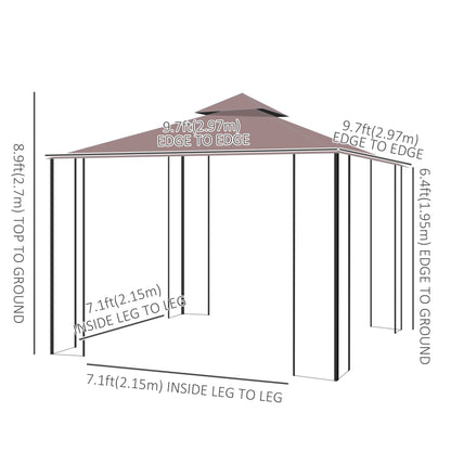 10'x10' Garden Gazebo Patio Canopy Portable Party Event Backyard w/ Mosquito Netting Coffee