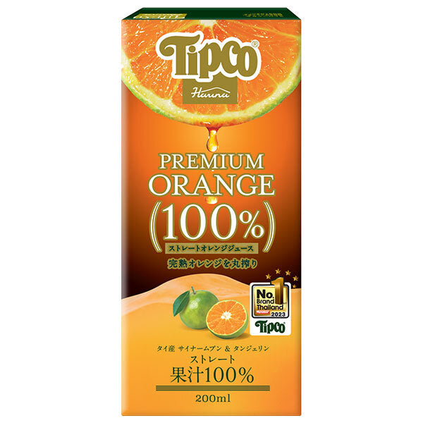 HARUNA Tipco Premium Orange 100% Straight Juice 200ml paper pack x 24 pieces [Shipped in Japan]