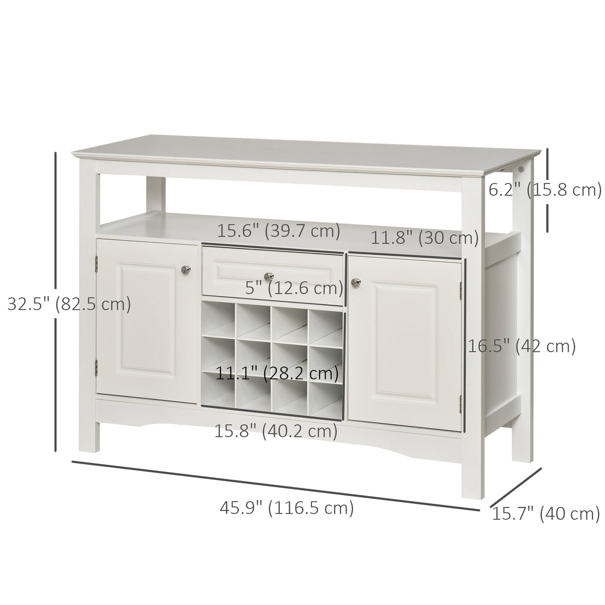 Modern Kitchen Buffet Bar Cabinet Storage Sideboard Dining Server with Drawer & 12-Bottle Wine Rack for Living Room, Espresso