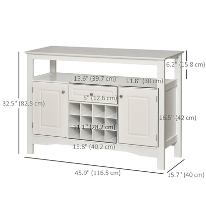 Modern Kitchen Buffet Bar Cabinet Storage Sideboard Dining Server with Drawer & 12-Bottle Wine Rack for Living Room, Espresso