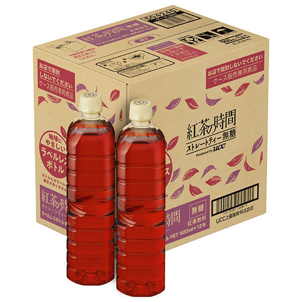 UCC Tea Time Straight Tea Sugar Free Labelless Bottle 900ml PET Bottle x 12 bottles [Shipped in Japan]