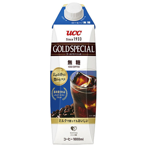 UCC ゴールドスペシャル アイスコーヒー 無糖 1000ml紙パック×12本入【日本出荷】