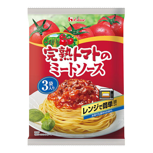 ハウス食品 完熟トマトのミートソース 3袋入り 390g(130g×3袋)×12個入【日本出荷】