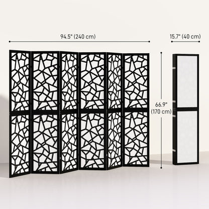 4 Panel Room Divider, 5.6 FT Lightweight Folding Privacy Screen with Geometric Pattern for Living Room, Bedroom, Black