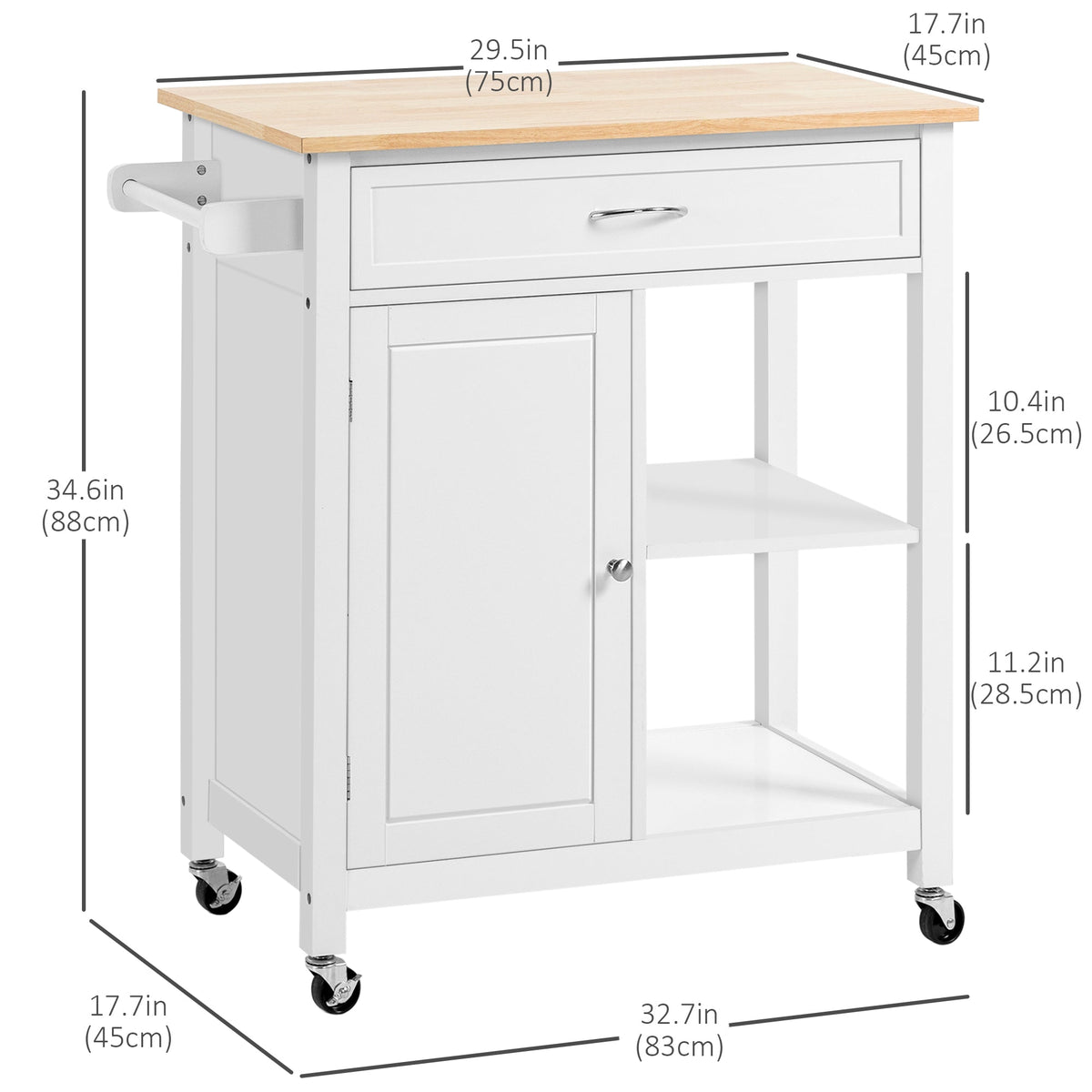 Rolling Kitchen Cart with Wood Top and Drawer, Kitchen Island on Wheels for Dining Room, Black | Canada
