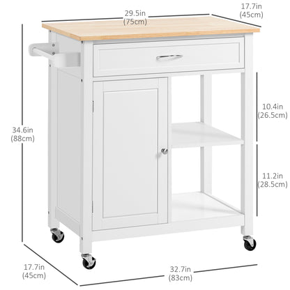 Rolling Kitchen Cart with Wood Top and Drawer, Kitchen Island on Wheels for Dining Room, Black | Canada
