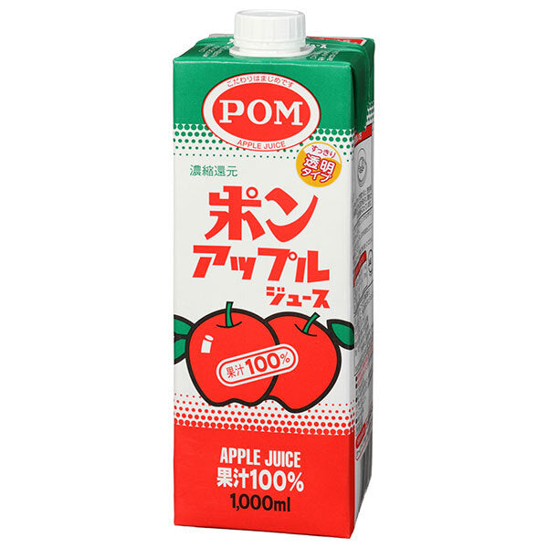 Ehime Beverage POM Apple Juice 1000ml paper pack x 12 (6 x 2) pieces [Shipped in Japan]