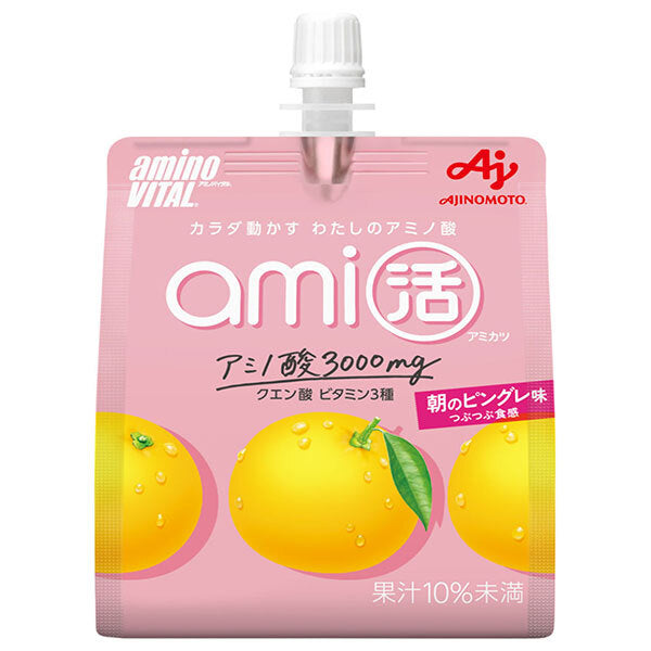 味の素 アミノバイタルami活 ゼリードリンク 朝のピングレ味 180gパウチ×24本入【日本出荷】