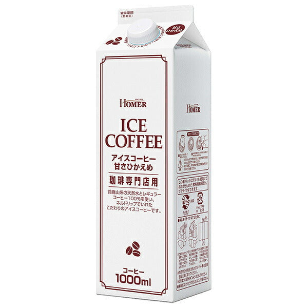 Homer Iced Coffee Moderately Sweet 1000ml paper pack x 12 bottles [Shipped in Japan]
