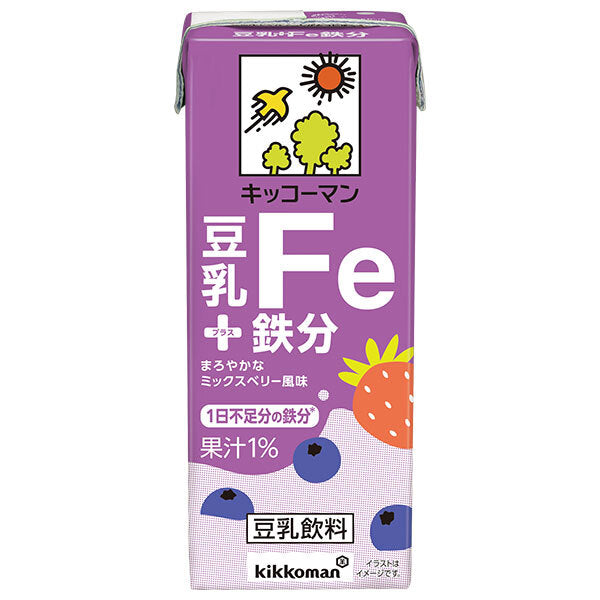 キッコーマン 豆乳+鉄分 200ml紙パック×18本入【日本出荷】