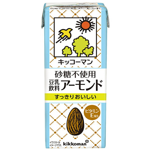 Kikkoman Sugar-free soy milk drink Almond 200ml paper pack x 18 pieces [Shipped in Japan]