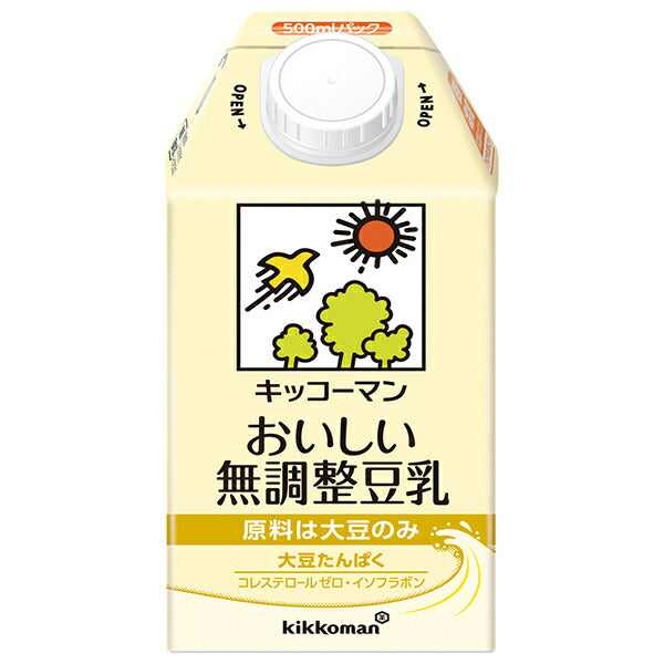 Kikkoman Delicious Unadjusted Soy Milk 500ml paper pack x 12 bottles [shipped in Japan]