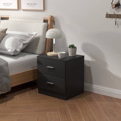 Bedside Table with 2 Drawers, Modern Nightstand for Bedroom, White