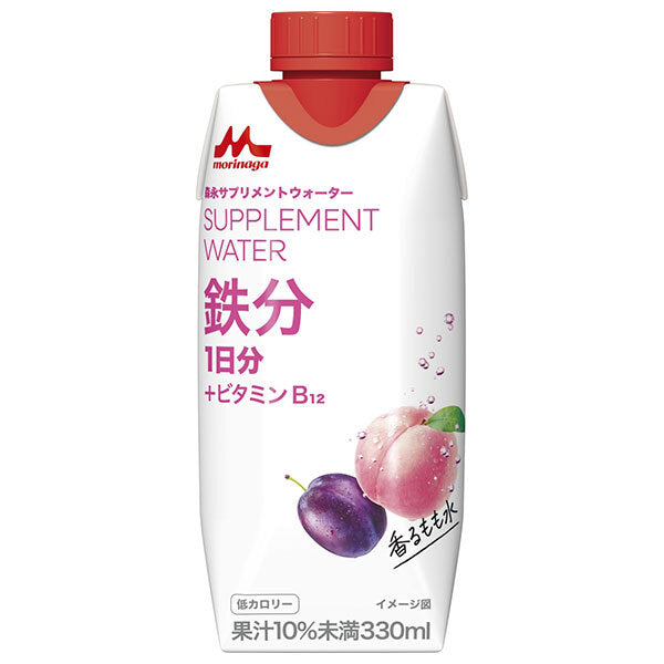 森永乳業 サプリメントウォーター 鉄分 香るもも水 330ml紙パック×12本入【日本出荷】