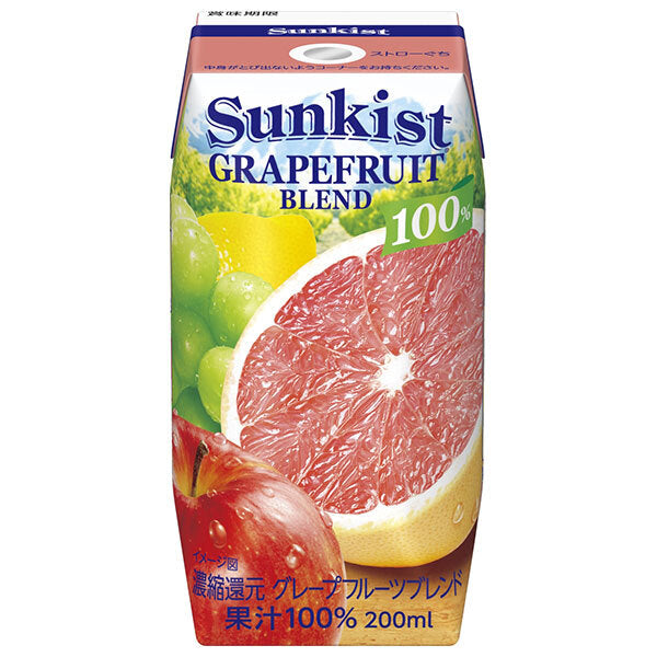 森永乳業 サンキスト 100% グレープフルーツブレンド 200ml紙パック×24本入【日本出荷】