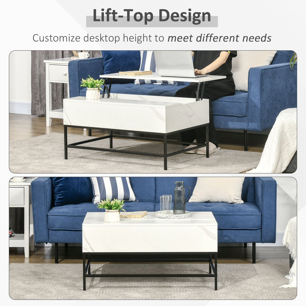 Lift Top Coffee Table with Hidden Storage Compartment Lift Tabletop Center Table for Living Room, Rustic Brown
