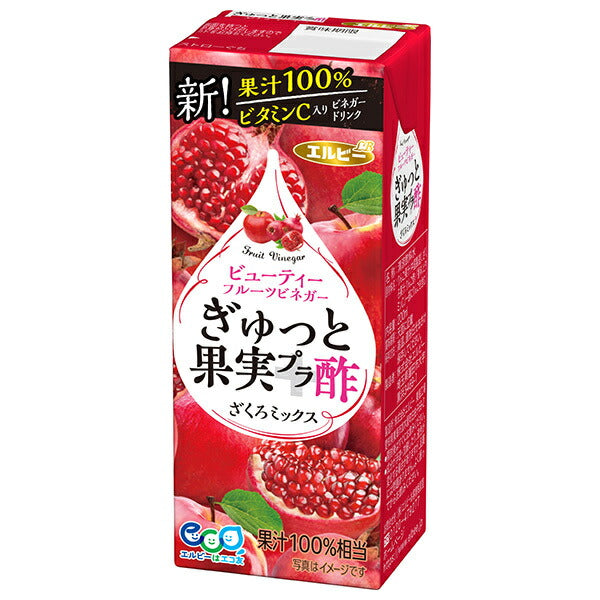 Elbee Gyutto Fruit Plastic Vinegar Pomegranate Mix 200ml paper pack x 24 pieces [Shipped in Japan]