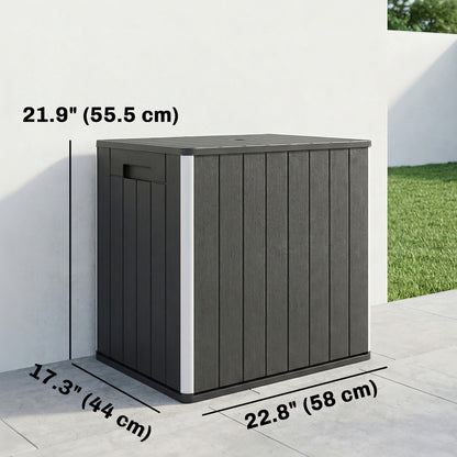 30 Gallon Storage Box, Outdoor Side Table with Umbrella Holder, Black