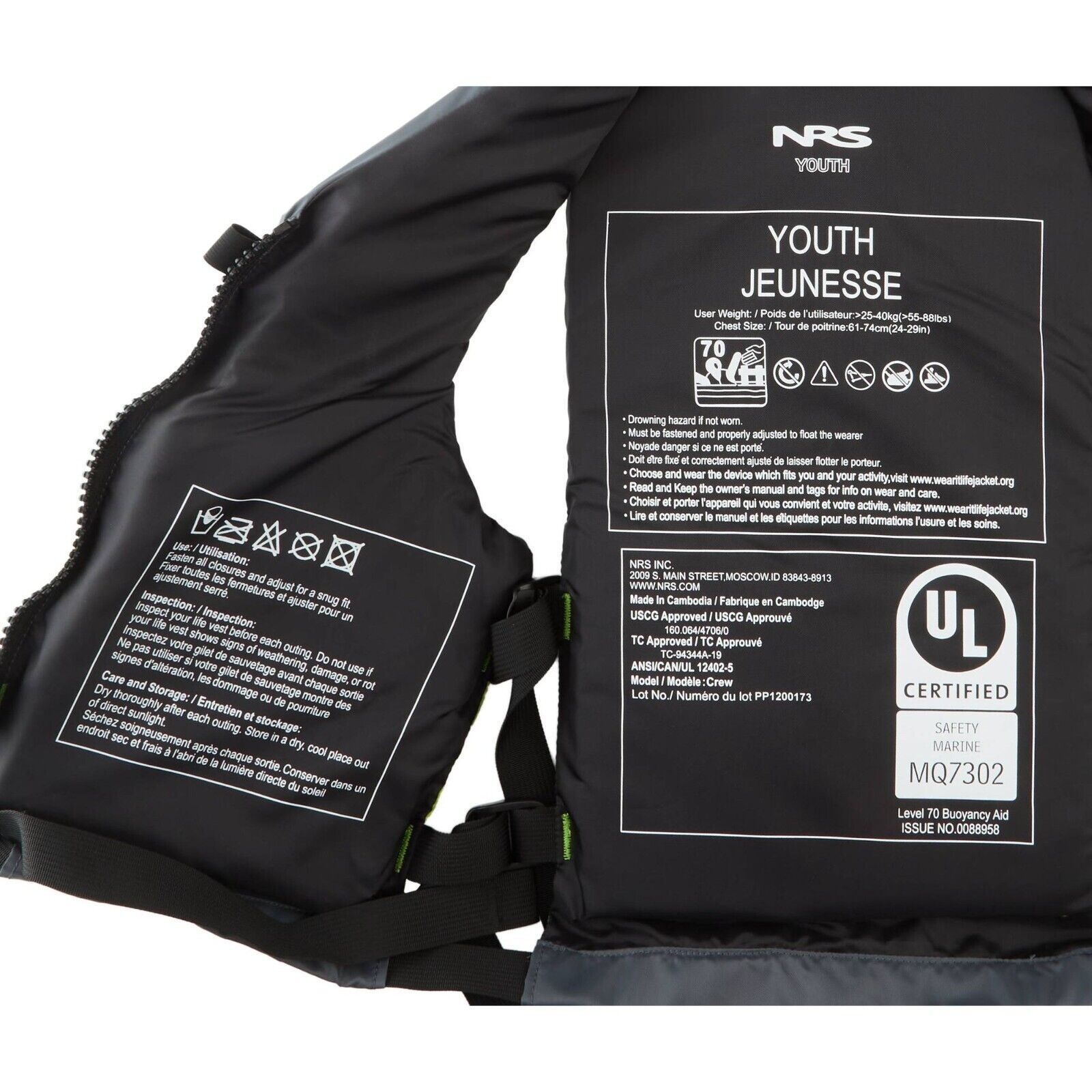 NRS Crew Youth PFD's UL & ULC Approved