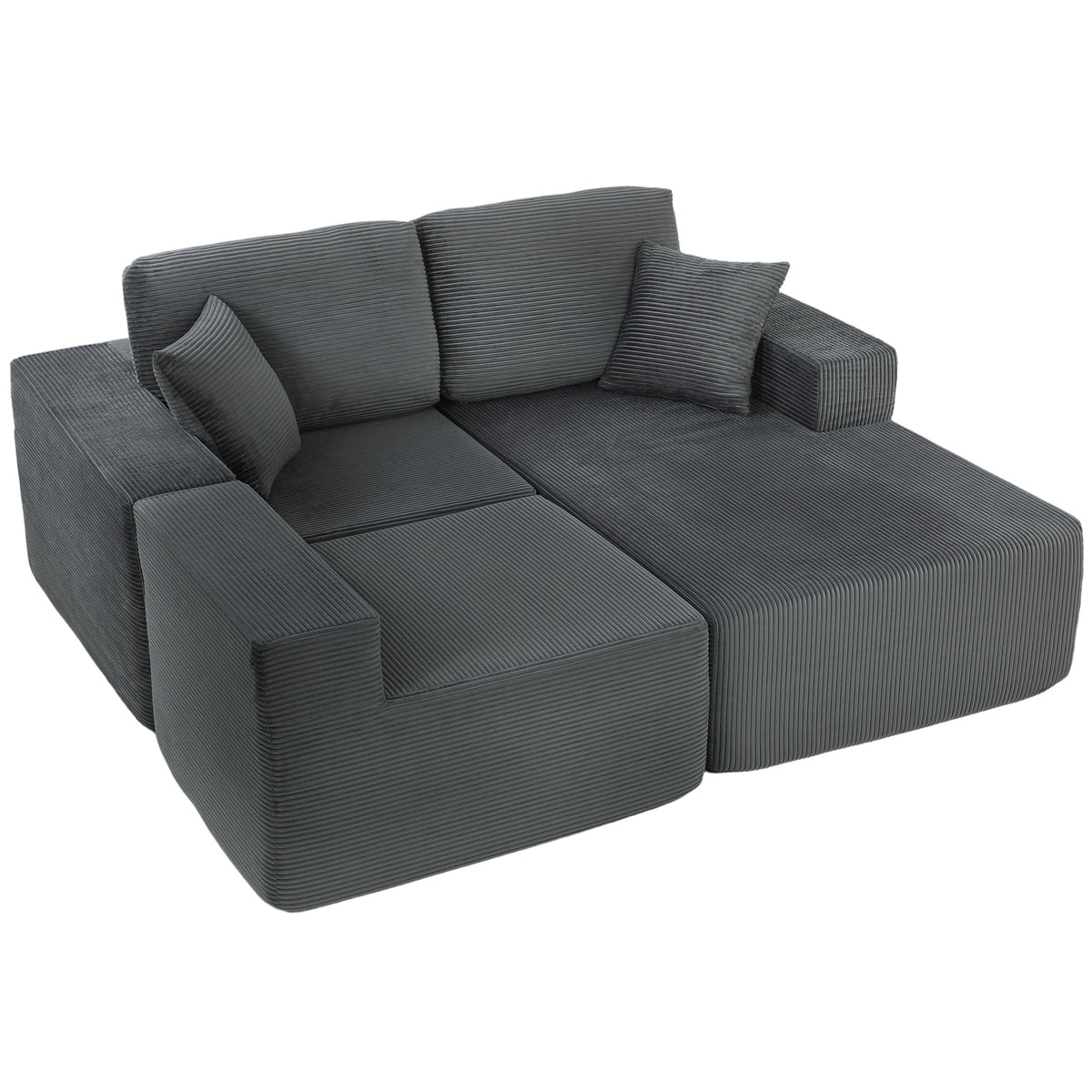 2-in-1 Modular Sectional Sofa, Boneless L Shaped Couch Sofa Bed, Dark Grey