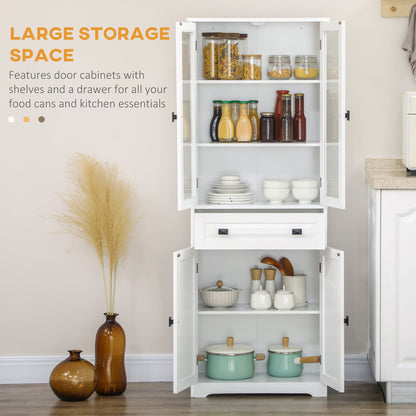63" 4-Door Kitchen Pantry Cabinet, Freestanding Storage Cabinet Cupboard with Adjustable Shelves, Black