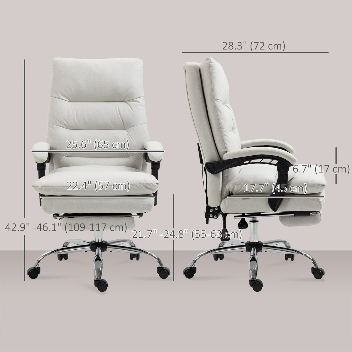 Executive Office Chair with 6-Point Massage, Microfibre Reclining Computer Chair with Footrest, Black