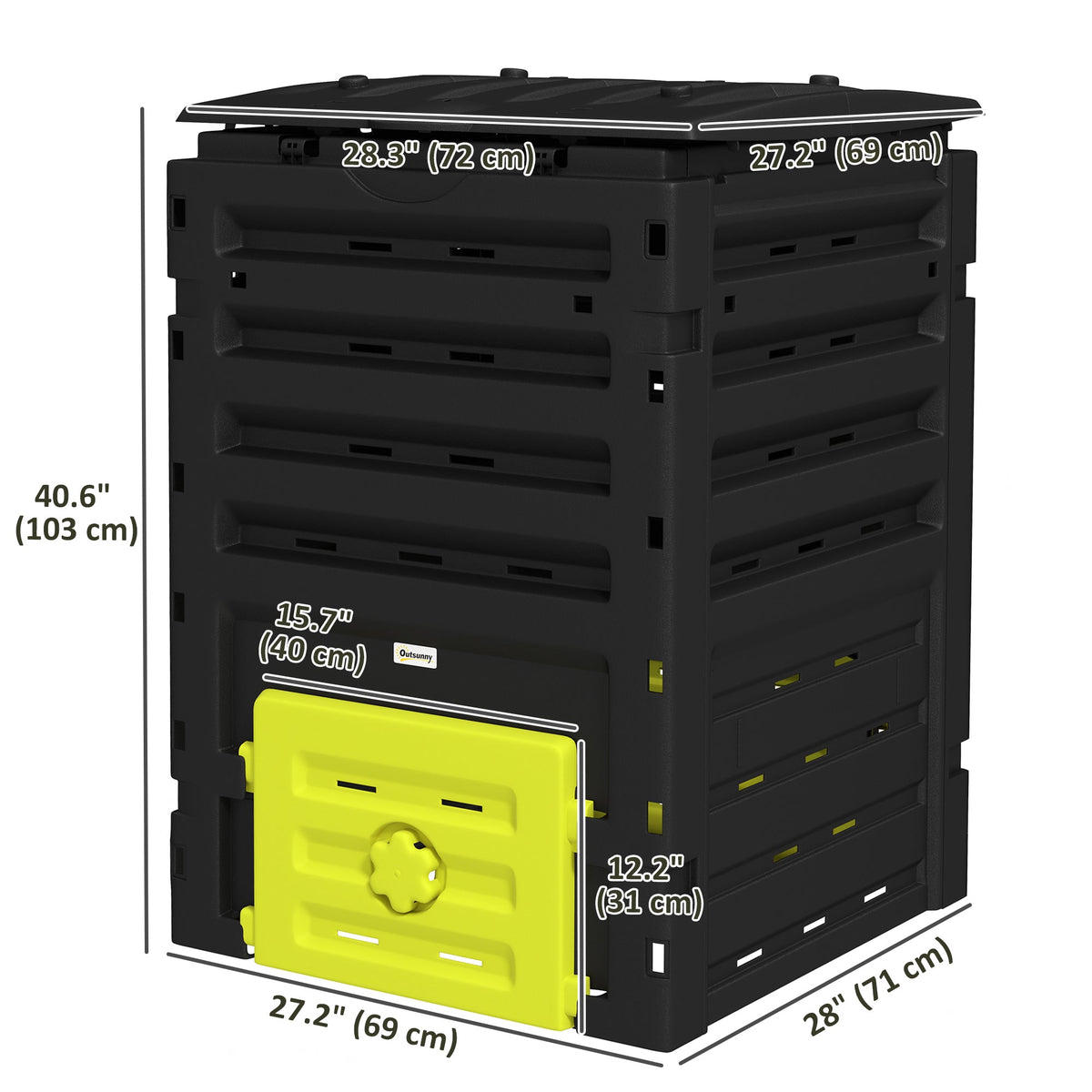 Compost Bin, Garden Composter with 80 Vents and 2 Doors, 120 Gallon (450L), Brown