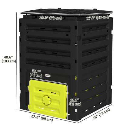 Compost Bin, Garden Composter with 80 Vents and 2 Doors, 120 Gallon (450L), Brown