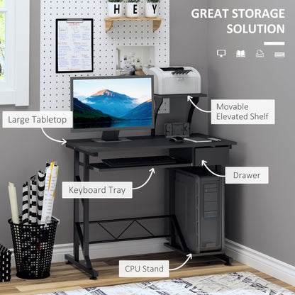 Indy Computer Desk with Keyboard Tray and Drawer-Black
