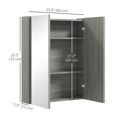 Wall Mount Medicine Cabinet with Mirror, Bathroom Mirror Cabinet Storage Organizer with Adjustable Shelf, Double Door Cupboard, Soft Closing, 23.5" x 29.5", Light Lilac