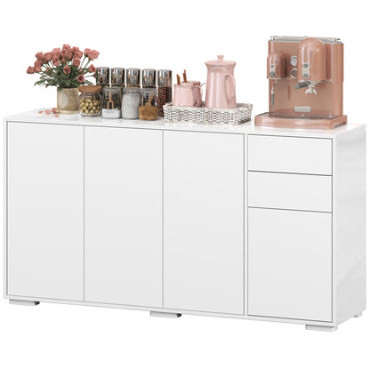 Kitchen Sideboard Storage Cabinet, Modern Coffee Bar with Push-Open Design and 2 Drawers for Living Room, White