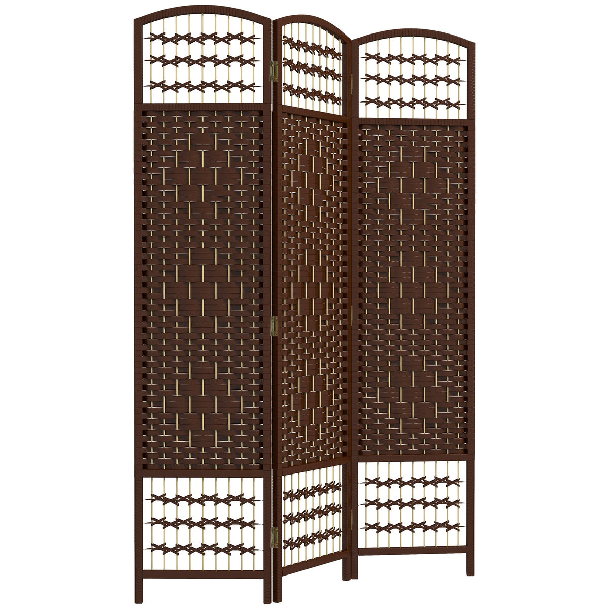 4 Panel Folding Room Divider, Portable Privacy Screen, Wave Fiber Room Partition for Home Office, Black