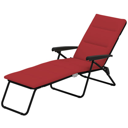 Foldable Lounge Chair, Reclining Patio Sun Lounger with 6-Position Adjustable Back, Blue and White