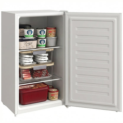 1.1 Cu. Ft. Mini Freezer, Compact Upright Freezer with Reversible Door, Removable Shelf, Adjustable Temperature, Black
