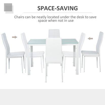 Zaya 5-Piece Rectangular Glass Dining Set for Small Spaces-White