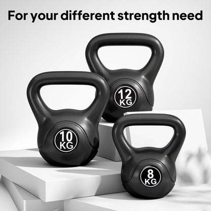 22lb Fitness Kettlebell, Plastic Exercise Weight, Weightlifting Tools with Sand, Handle, Noise Reduction for Home, Gym