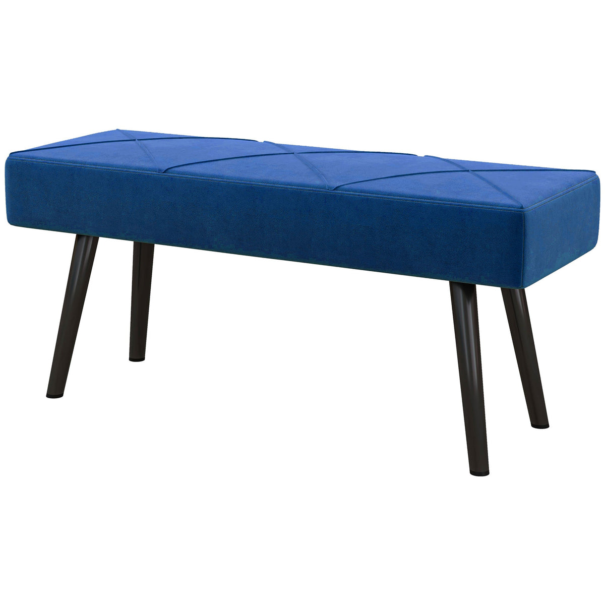 39 Inches Upholstered Bedroom Bench, Modern End of Bed Bench with Steel Legs, Cream White