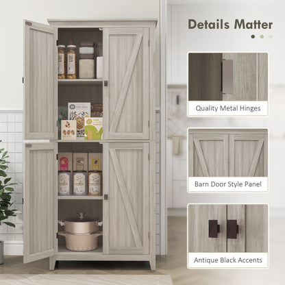 72" Freestanding Storage Cabinet, Kitchen Pantry Cabinet with Doors and Shelves for Dining Room, Natural