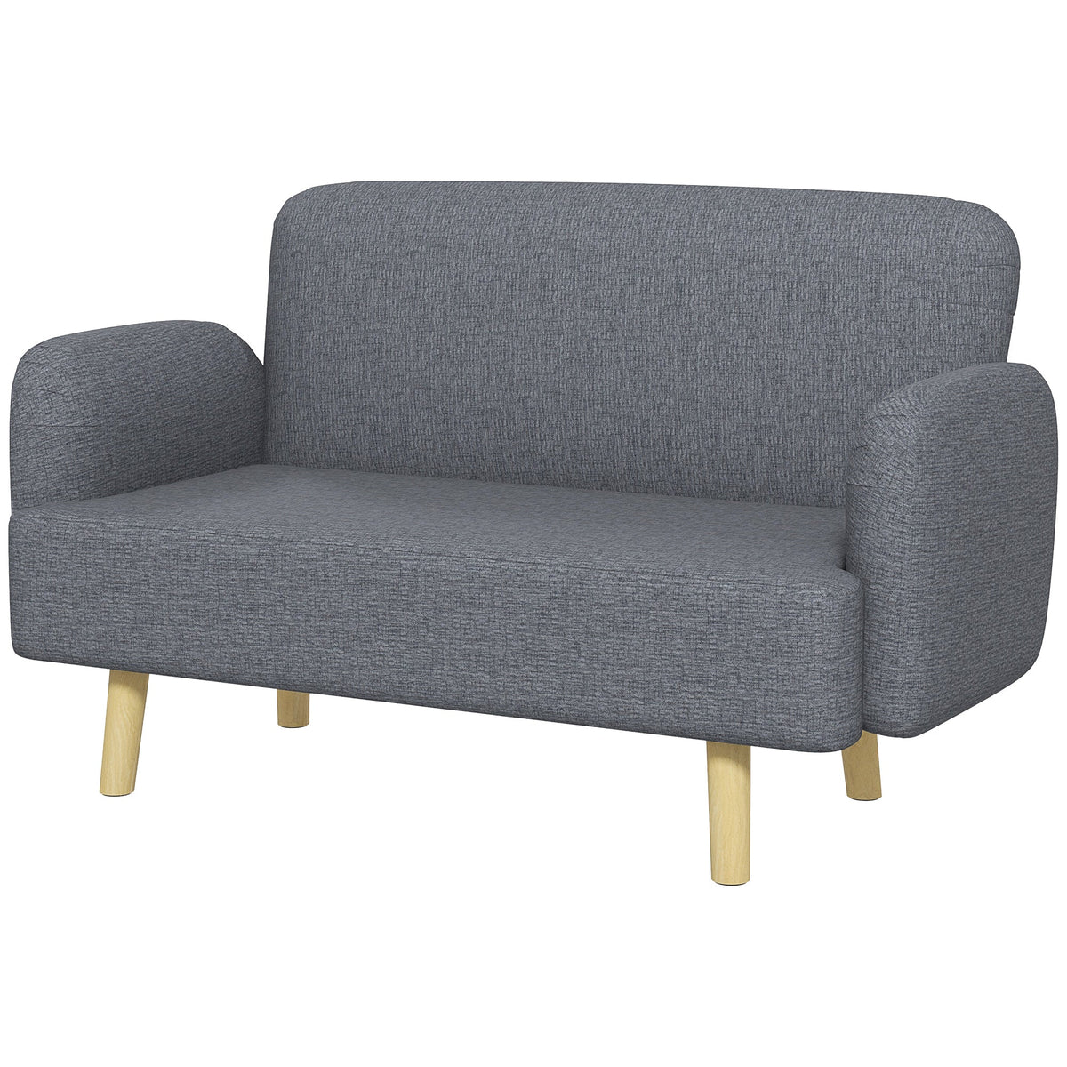 Velvet Feel Fabric 2 Seater Sofa, Small Sofa Loveseat with 8.3" Thick Padding and Wood Legs, Black