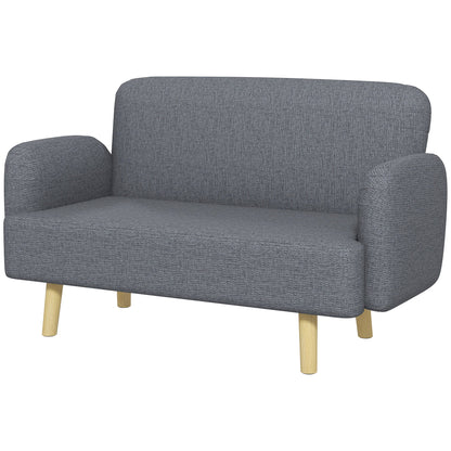 Velvet Feel Fabric 2 Seater Sofa, Small Sofa Loveseat with 8.3" Thick Padding and Wood Legs, Black