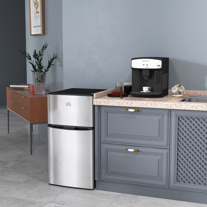 3.2 Cu Ft Compact Refrigerator, Mini Fridge with Freezer, Adjustable Shelves and Reversible Doors for Bedroom, Black