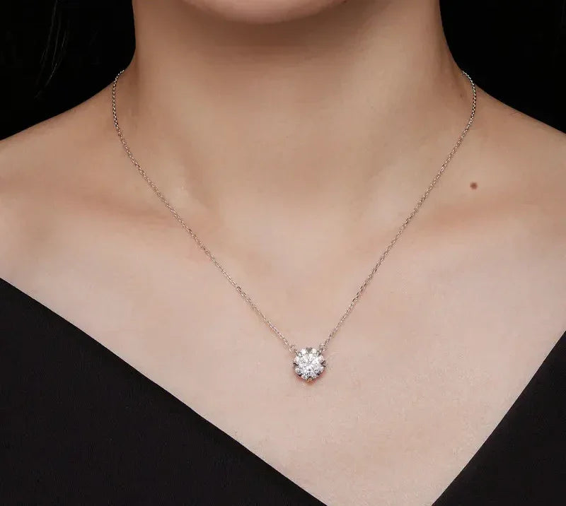 Dazzling Diamond Alternative: 1ct Moissanite Sterling Silver Pendant Necklace